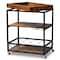 Baxton Studio Capri Oak and Black Mobile Metal Bar Cart with Stemware Rack 153-9040 - alternate 7